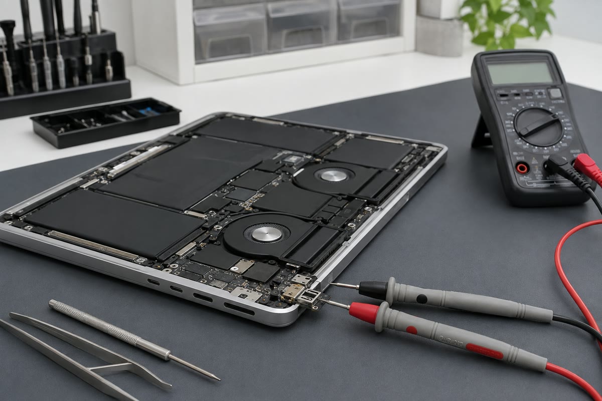 Ilustrativni prikaz: servisni primer za MacBook Pro 14